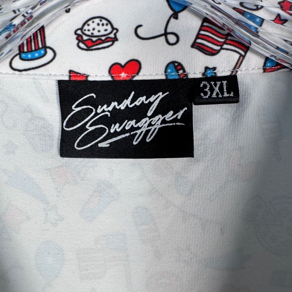 Sunday Swagger Polo Shirt Mens 3XL White Short Sleeve USA 4th Of July Print - Picture 4 of 10
